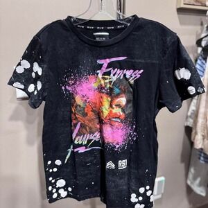 Rise as 1ne Men's Nelson Mandela T Shirt Size SMALL Black‎ with Splatter Design